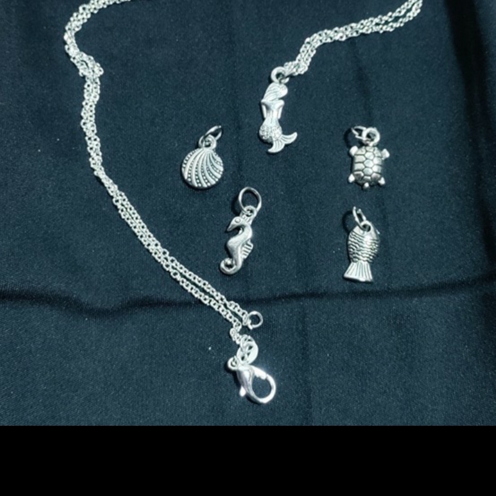NEW Silver Aquatic Charm Necklace Set - Picture 7 of 9